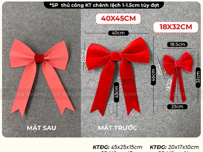 Nơ đỏ Bitis phun nhung 2 cánh - 1 lớp [Đứng form - Nhiều cỡ] PK-NO-07